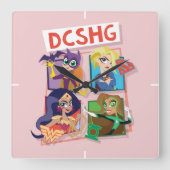 DCヒーロすごいガールズカルテット スクエア壁時計 (正面)