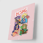 DCヒーロすごいガールズカルテット スクエア壁時計 (傾斜)