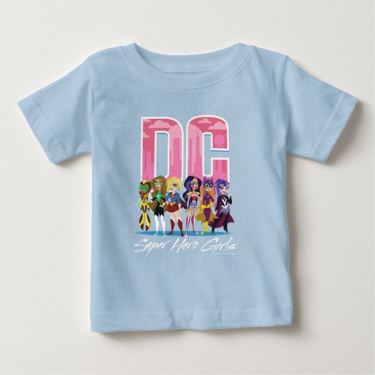 DCヒーロすごいガールズラインアップ ベビーTシャツ (正面)