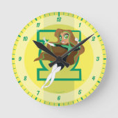DCヒーローすごいガールズグリーンランタン ラウンド壁時計 (正面)