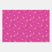 DCヒーローすごいガールズピンクのアイコンパターン ラッピングペーパーシート (正面3)