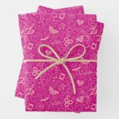 DCヒーローすごいガールズピンクのアイコンパターン ラッピングペーパーシート (インサイチュ)