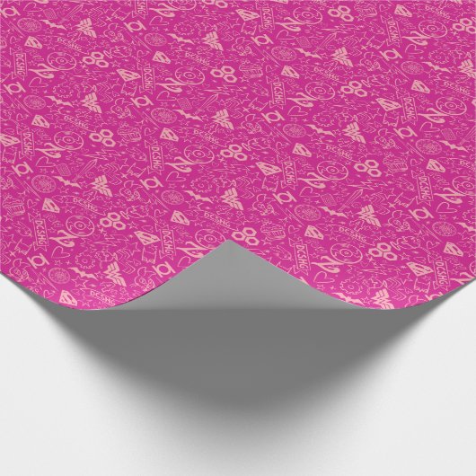 DCヒーローすごいガールズピンクのアイコンパターン ラッピングペーパー (角)