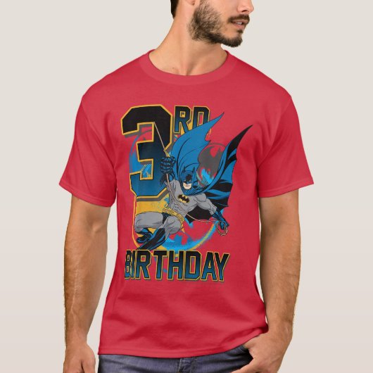 DC Comics Batman 3rd Birthday Action Shot funny Tシャツ (正面)