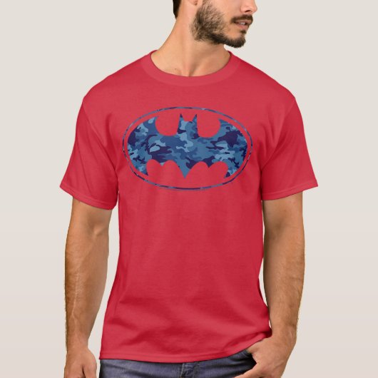 DC Comics Batman Blue Camo Logo Tシャツ (正面)