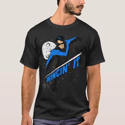 DC Comics Batman Nightwing Wingin It Unise Adult G Tシャツ (正面)