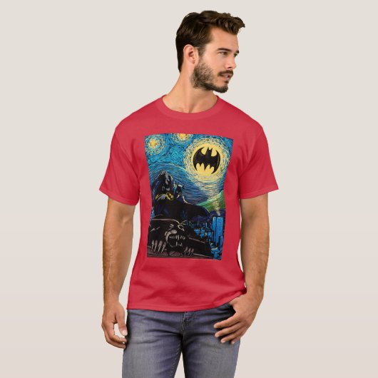 DC Comics Batmanhe Dark Knight Starry Night Style Tシャツ (正面フル)