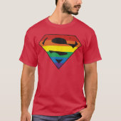 DC Comics Pride Superman Rainbow Logoankop Small v Tシャツ (正面)