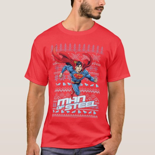 DC Comics Superman Christmas Man of Steel Strong P Tシャツ (正面)