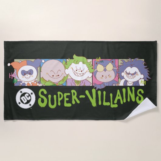DC Super-Villains Cartoon Lineup ビーチタオル (正面)