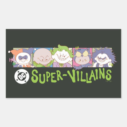 DC Super-Villains Cartoon Lineup 長方形シール (正面)