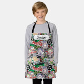 DC Super-Villains Cartoon Pattern エプロン (着用した状態)