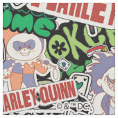 DC Super-Villains Cartoon Pattern ファブリック (クローズアップ)