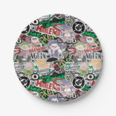 DC Super-Villains Cartoon Pattern ペーパープレート (正面)