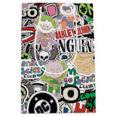 DC Super-Villains Cartoon Pattern ミディアムペーパーバッグ (正面)