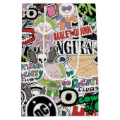 DC Super-Villains Cartoon Pattern ミディアムペーパーバッグ (裏面)