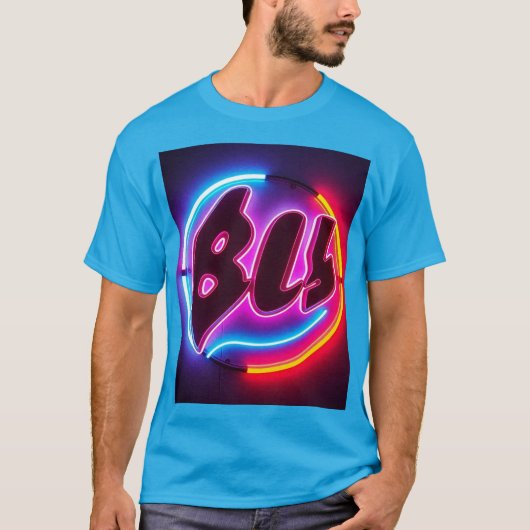 DC Tシャツ ブルー ネオン デザイン (正面)