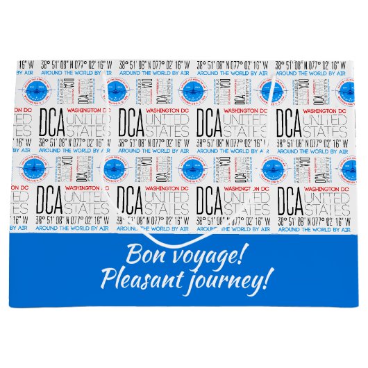 DCA、ワシントンDCエアパターンで世界を旅行 ラージペーパーバッグ (正面)