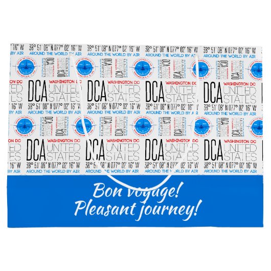 DCA、ワシントンDCエアパターンで世界を旅行 ラージペーパーバッグ (裏面)