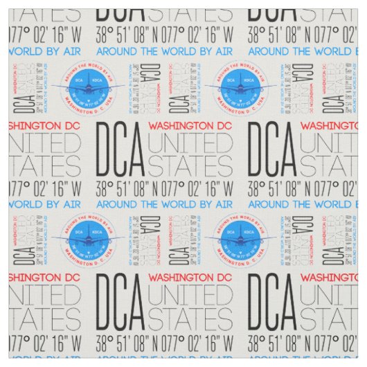 DCA、ワシントンDC 空の旅を世界中でパターン ファブリック (見本)