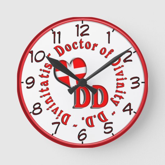 DD円形の頭字語ロゴ神学の医師 ラウンド壁時計 (正面)