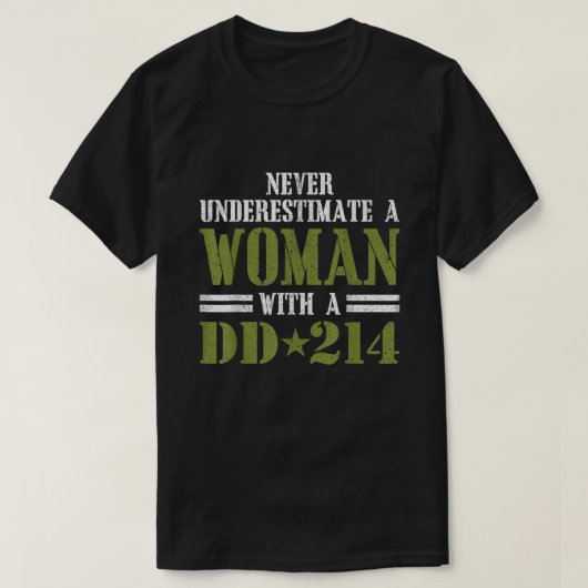 DD214女性用退役軍人デイギフトシャツ付き Tシャツ (デザイン正面)