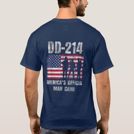 Dd214 Americas公式マンカードおもしろい軍隊 Tシャツ (裏面)