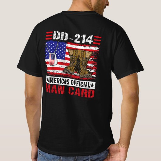 DD-214アメリカ公式マンカード退役軍人日 Tシャツ (裏面)