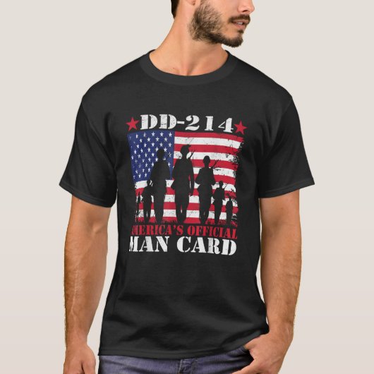 DD-214アメリカ公式マンカード退役軍人日 Tシャツ (正面)