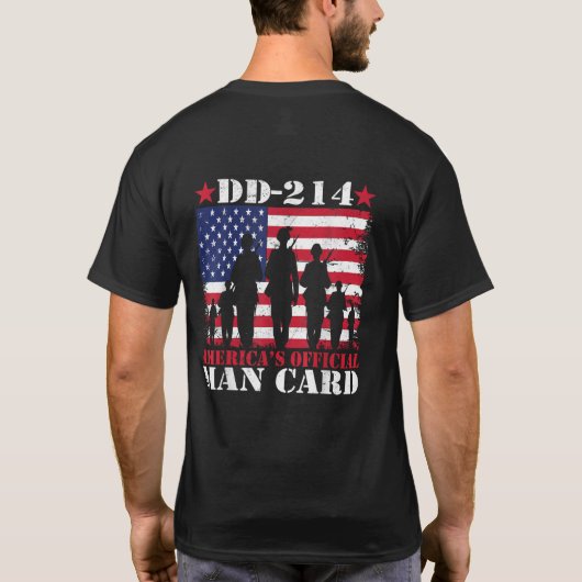 DD-214アメリカ公式マンカード退役軍人日 Tシャツ (裏面)