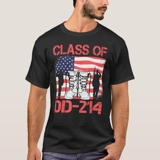 Dd 214クラスDd214ティーソルジャー退役軍人1 Tシャツ (正面)