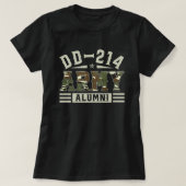 DD-214同窓生の黒米軍隊退役軍人 退職した Tシャツ (デザイン正面)
