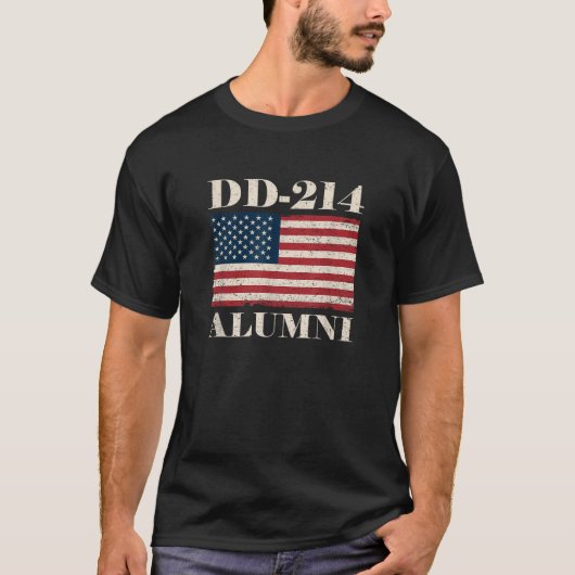 DD 214同窓生軍隊退役軍人ヴィンテージAmerican Fl Tシャツ (正面)