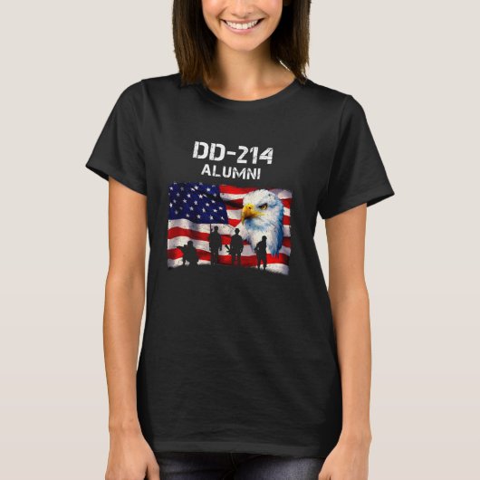 Dd 214同窓生退職した軍隊退役軍人国旗とEa Tシャツ (正面)