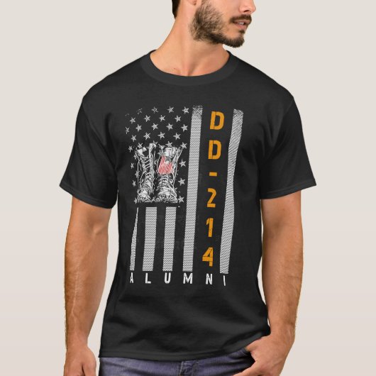 DD 214米国同窓生アメリカ国旗のヴィンテージ Tシャツ (正面)