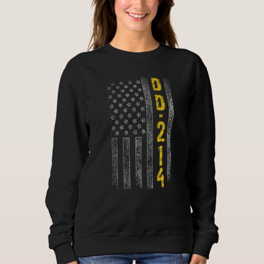 Dd 214米国同窓生アメリカ国旗ティーズ愛国的なヴェート スウェットシャツ (正面)