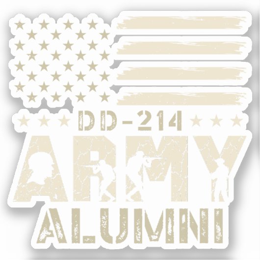 DD-214陸軍同窓生軍隊米国国旗の退役軍人 シール (正面)