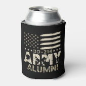 DD-214陸軍同窓生軍隊米国国旗の退役軍人 缶クーラー (缶正面)