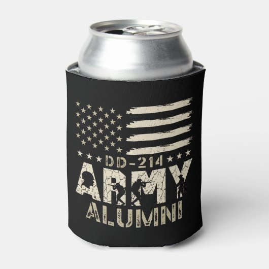 DD-214陸軍同窓生軍隊米国国旗の退役軍人 缶クーラー (缶正面)