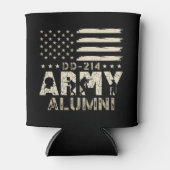 DD-214陸軍同窓生軍隊米国国旗の退役軍人 缶クーラー (正面)