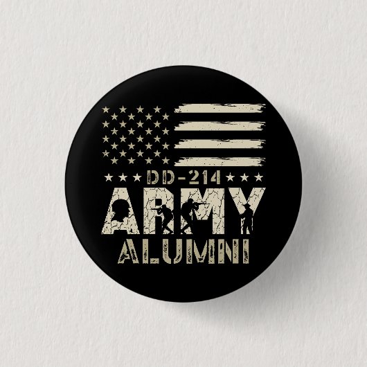 DD-214陸軍同窓生軍隊米国国旗の退役軍人 缶バッジ (正面)