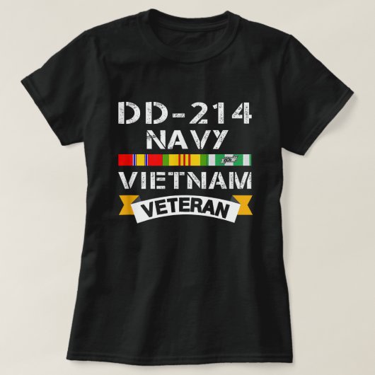 DD-214 Navy Vietnam退役軍人Vietnam War Navy Vet Tシャツ (デザイン正面)