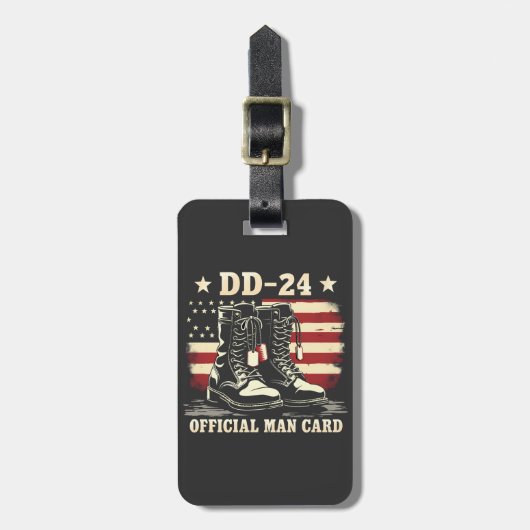 DD 24公式マンカードアメリカ退役軍人日旗 ラゲッジタグ (正面縦)