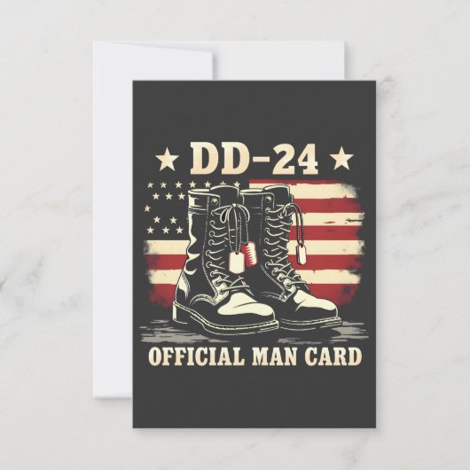 DD 24 Official Man Card American Veteran Day Flag サンキューカード (正面)