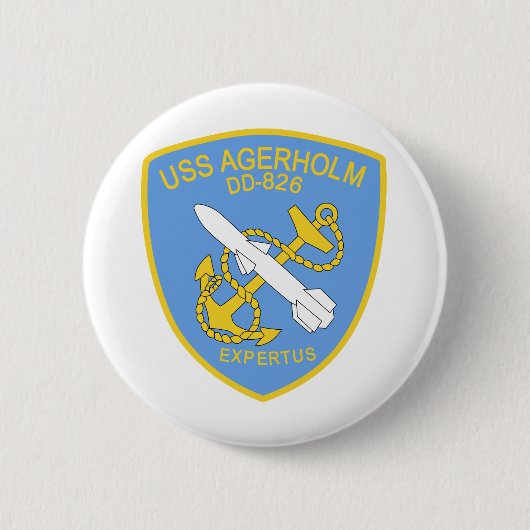 DD-826 USS AGERHOLMの破壊者の船の軍隊 缶バッジ (正面)