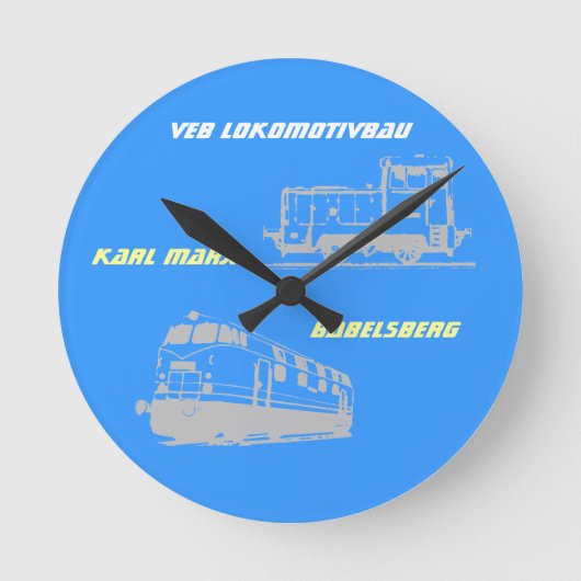DDR Werbedesign VEB Lokomotivbau ラウンド壁時計 (正面)
