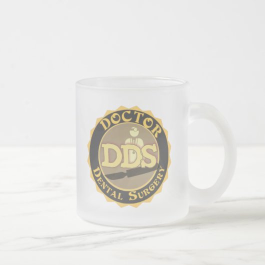DDSのバッジのロゴの歯科医師 フロストグラスマグカップ (右)
