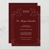 DDSエレガント金ゴールドブルゴーニュ卒業 招待状 (正面/裏面)