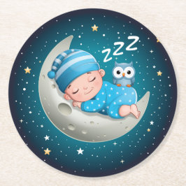 De astronaut en de rode raket in de ruimte. ラウンドペーパーコースター