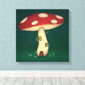 de casa de fada em formato de cogumelo キャンバスプリント (インサイチュ (ウッドフロア))